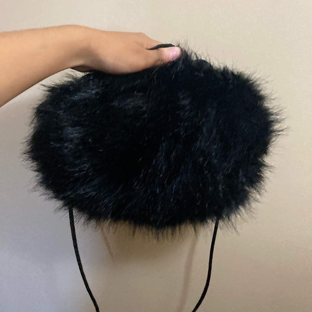 Furry small black purse